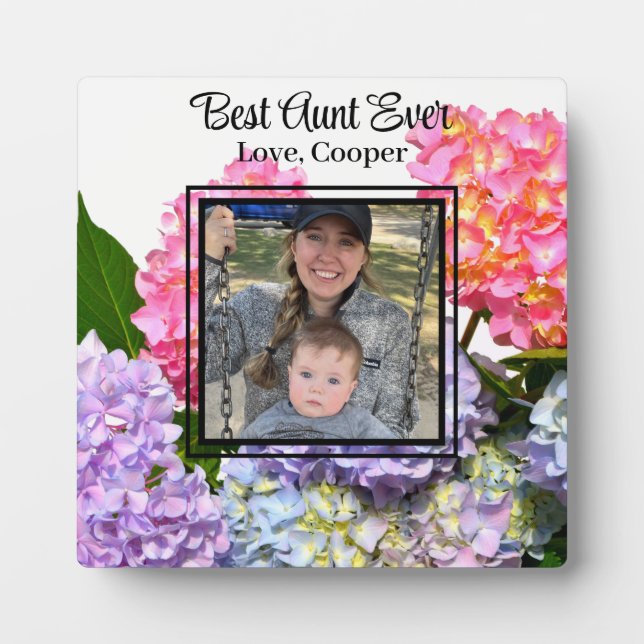 Plaque Photo Elégantes hydrangées florales rose bleu jaune (Devant)