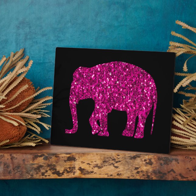 Plaque Photo Éléphant rose vif brillant faux scintillements sur (Côté)