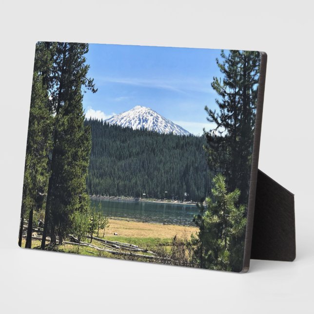 Plaque Photo Elk Lake with Mount Bachelor (Côté)