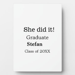 Plaque Photo Elle l'a fait diplômée ajouter nom classe de texte