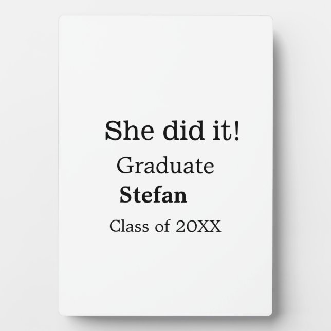Plaque Photo Elle l'a fait diplômée ajouter nom classe de texte (Devant)