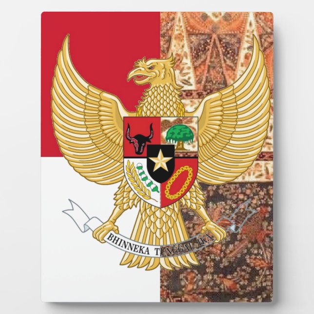 Plaque Photo Emblem of Indonesia - Garuda Pancasila  Batik Flag (Devant)