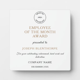 Plaque Photo Employé du mois Typographie Or Logo noir