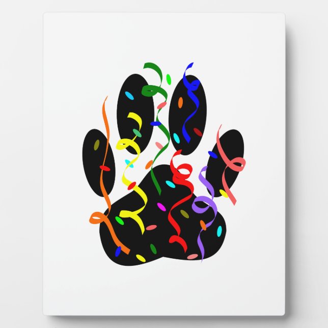 Plaque Photo Empreinte de patte de chien avec confettis et serp (Devant)