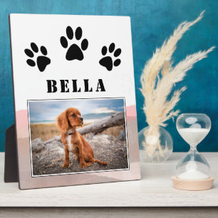 Plaque Photo Empreinte de patte rose aquarelle Chien animal de