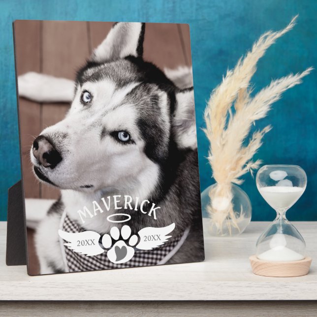 Plaque Photo Empreinte du chien Empreinte du coeur Ange des ail (Côté)