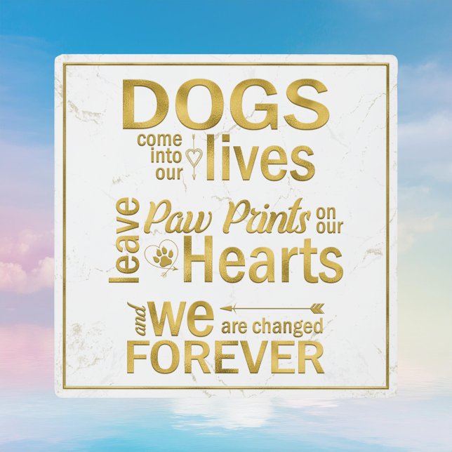 Plaque Photo Empreintes de Patte de Chien Dans Nos Cœurs Hommag (Dog Paw Prints On Our Hearts Memorial Plaque)