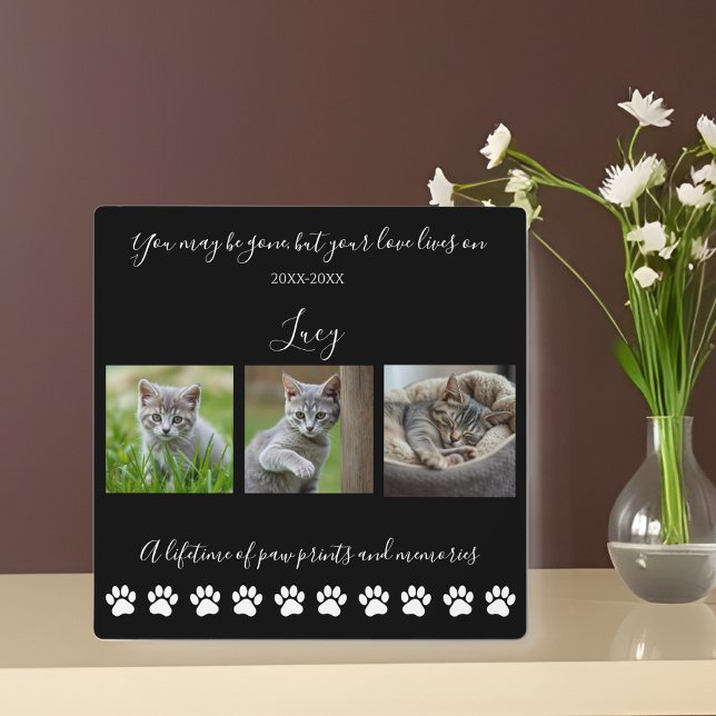 Plaque Photo Empreintes de Pattes & Souvenirs-Photo de Chat Per (Paw Prints & Memories-Custom Pet-Cat Photo Plaque)