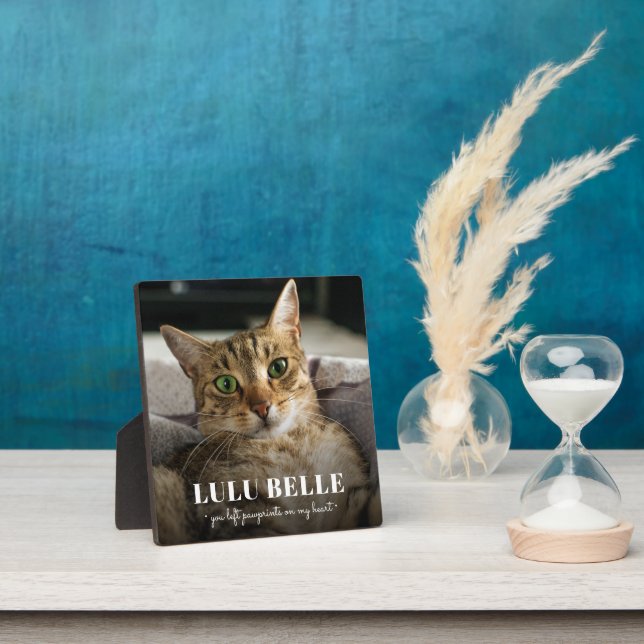 Plaque Photo Empreintes Photo De Chat Memorial Sur Mon Coeur (Insitu)