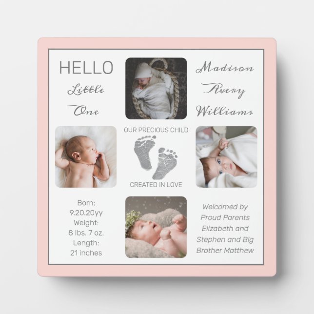 Plaque Photo Empreintes photos multiples Blush garde-naissance (Devant)