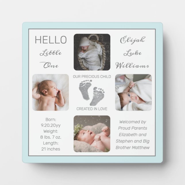 Plaque Photo Empreintes photos multiples Menthe de naissance (Devant)