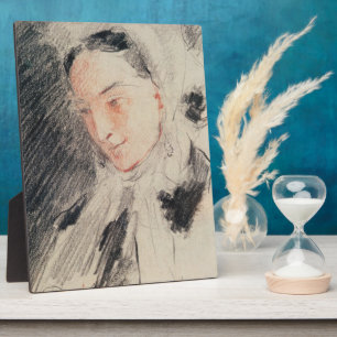 Plaque Photo Empress Eugénie (craie noire et rouge)