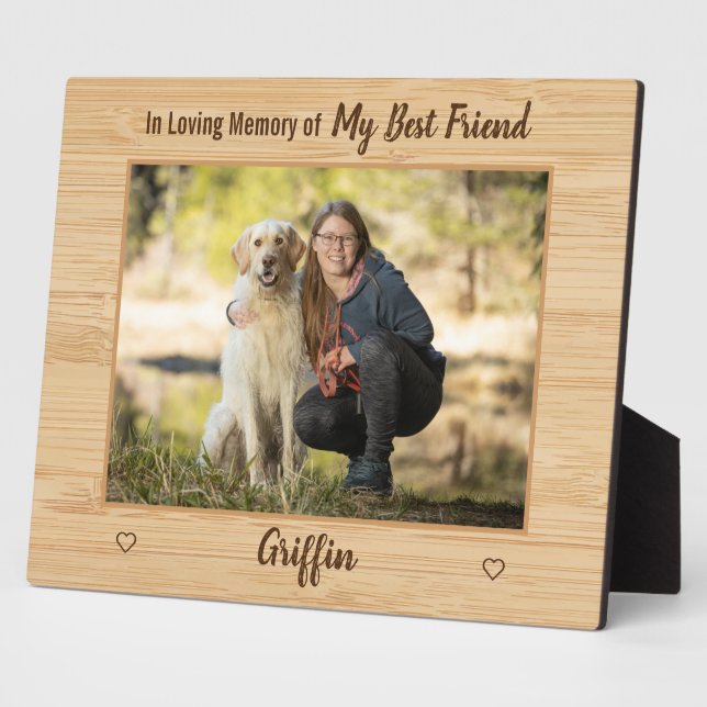 Plaque Photo En mémoire d'amour Rustique Woodgrain Pet Dog Memo (Côté)