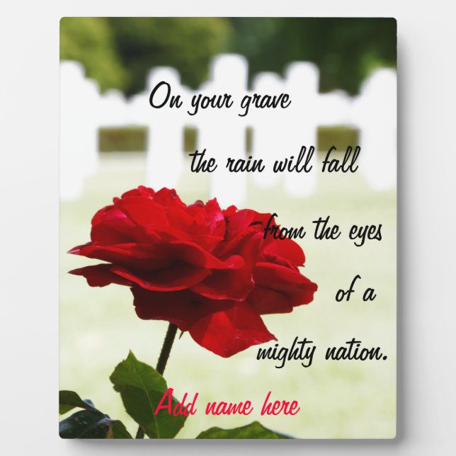 Plaque Photo En mémoire d'un soldat tombé (Devant)