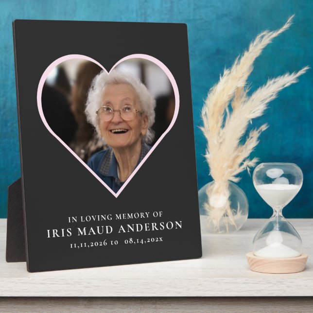 Plaque Photo en souvenir affectueux  cœur moderne photo cute  (Côté)