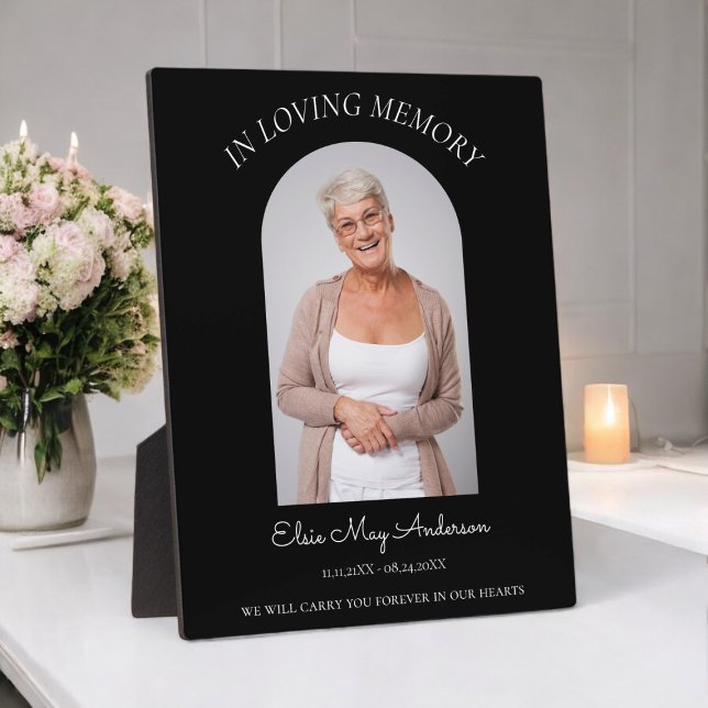 Plaque Photo En souvenir affectueux mémorial simple élégant pho (add a photo of your loved one for a forever memory keepsake )