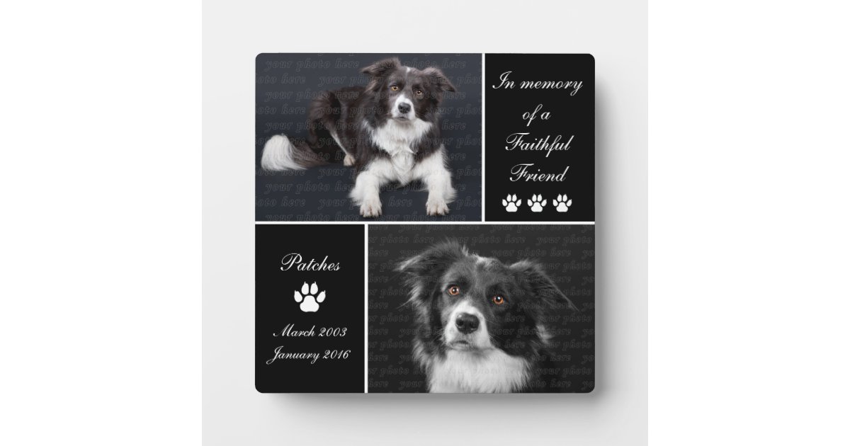 Plaque Photo En souvenir de mémorial de photo de chien de Zazzle.fr