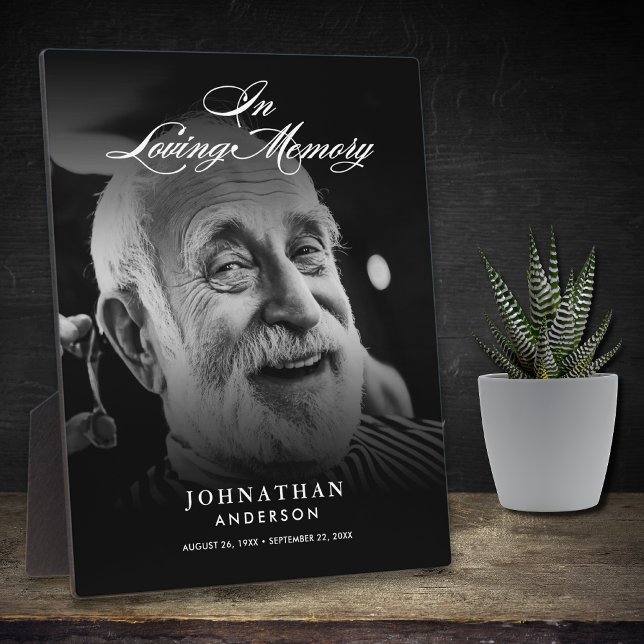 Plaque Photo En Souvenir Photo Écriture Élégante sur Présentoir (Créateur téléchargé)