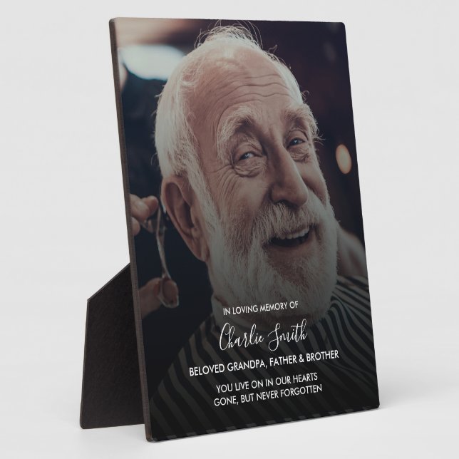 Plaque Photo En Souvenir : Photo et message sur chevalet (Côté)