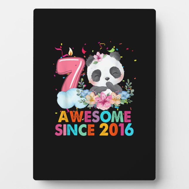 Plaque Photo Enfant de 7 ans Incroyable depuis 2016 Panda 7ème  (Devant)