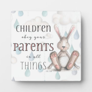 Plaque Photo Enfants Obéissez à vos parents-Col 3:20