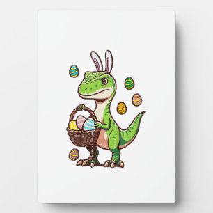 Plaque Photo Enfants Pâques Dinosaure Trex Œuf Chasse Garçons E