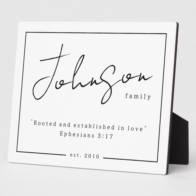 Plaque Photo Enraciné et établi en amour Éphésiens 3:17 Signal (Côté)