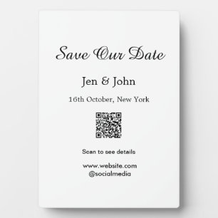 Plaque Photo Enregistrer notre date Scan QR pour les détails no