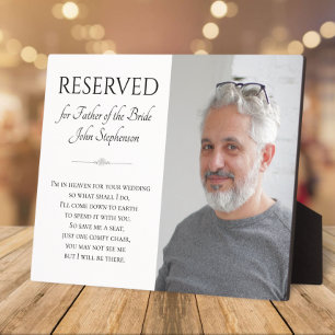 Plaque Photo Enregistrer un siège Père de la mariée Photo Maria