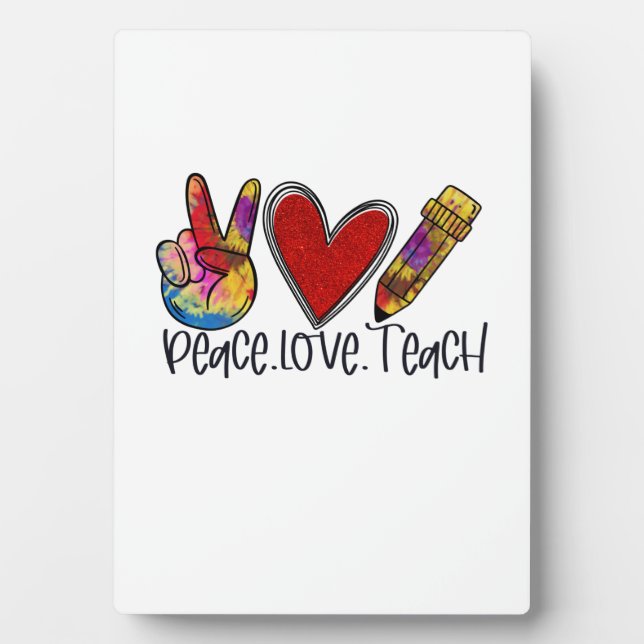 Plaque Photo Enseignant Art Paix Amour Enseigner (Devant)