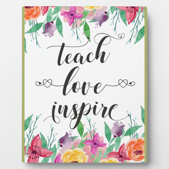 Plaque Photo Enseignant Cadeau Enseigner Amour Inspirer Citatio (Devant)