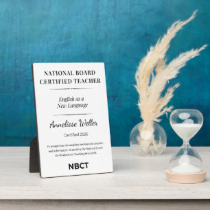 Plaque Photo Enseignant certifié par le Conseil national NBCT