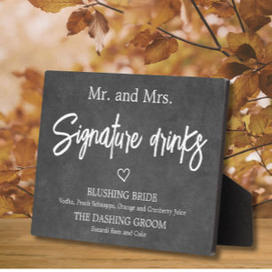Plaque Photo Enseigne de mariage Boissons Signature Faux Tablea