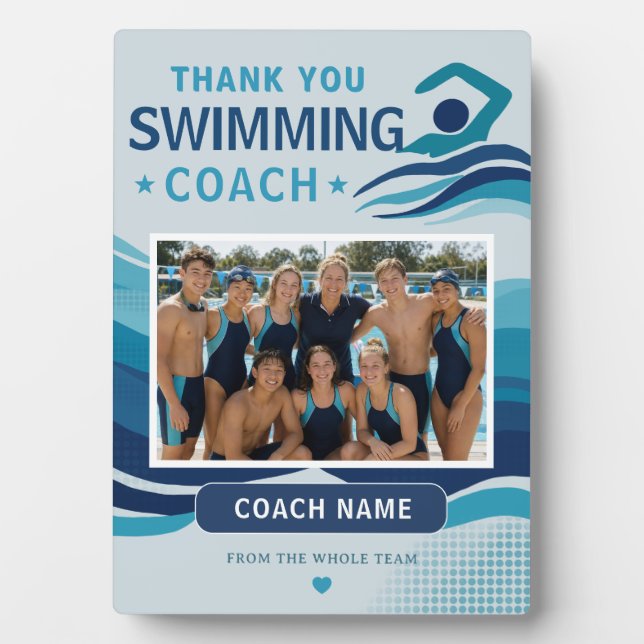 Plaque Photo Équipe de natation moderne Photo Coach (Devant)