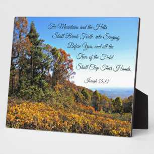 Plaque Photo Esaïe 55:12 Les montagnes et les collines...