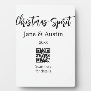 Plaque Photo esprit de Noël nom du couple marié date de scan QR
