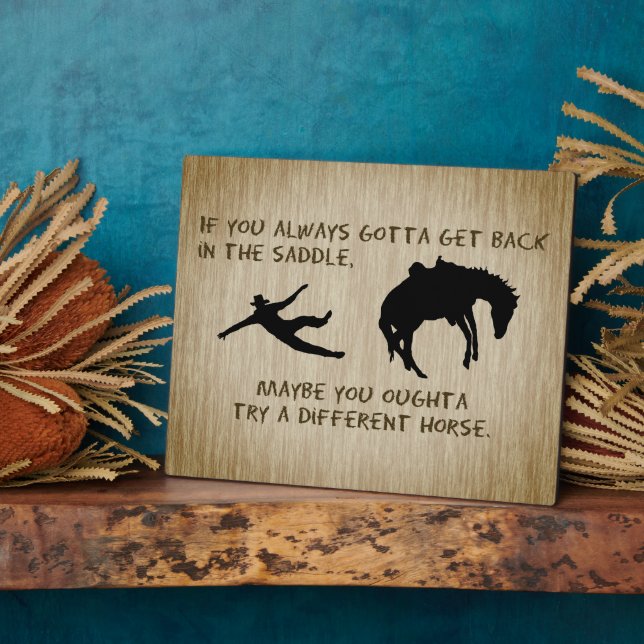 Plaque Photo Essayez un cheval différent (Côté)