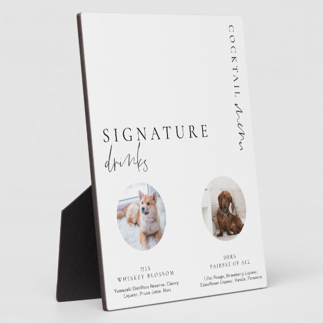 Plaque Photo Estelle Modern Minimal Photo Signature Boissons Si (Côté)