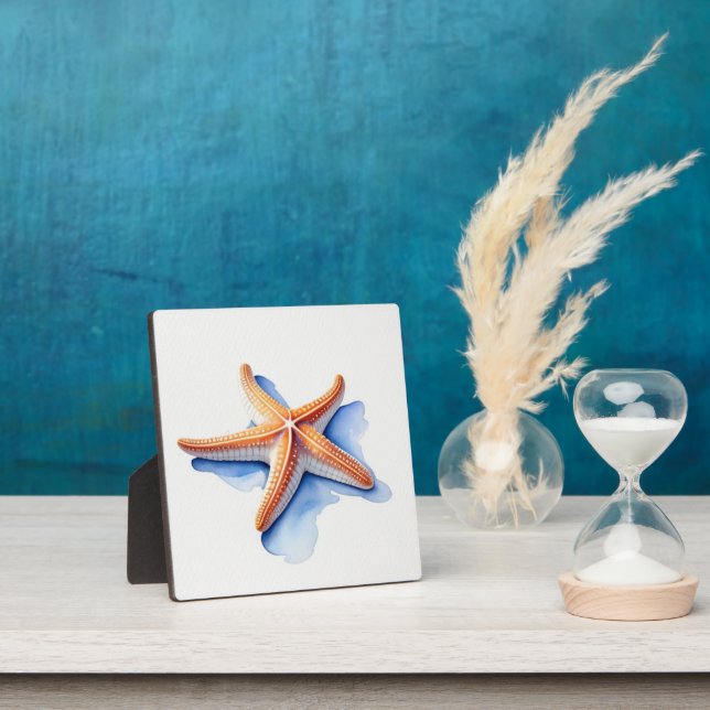 Plaque Photo Étoile de mer et silhouette bleue (Insitu)