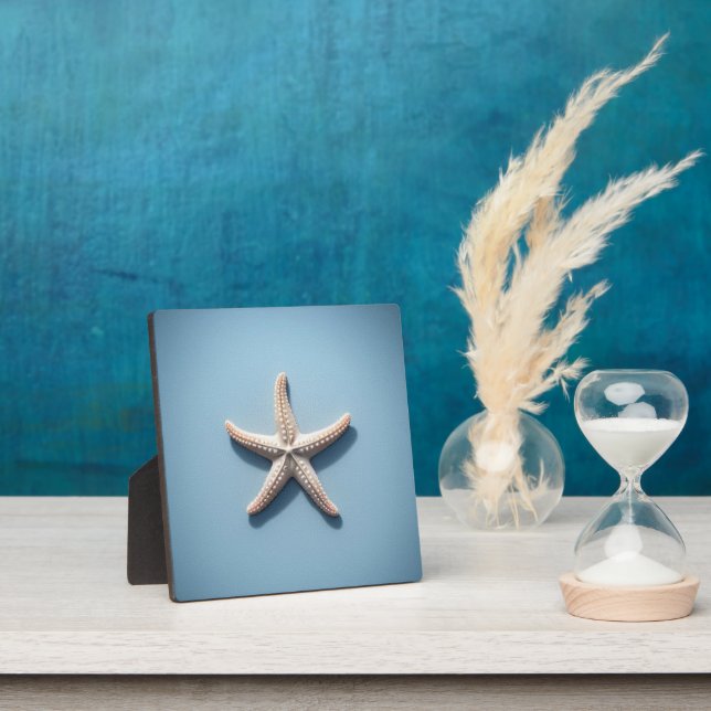 Plaque Photo Étoile de mer exotique avec fond bleu (Insitu)