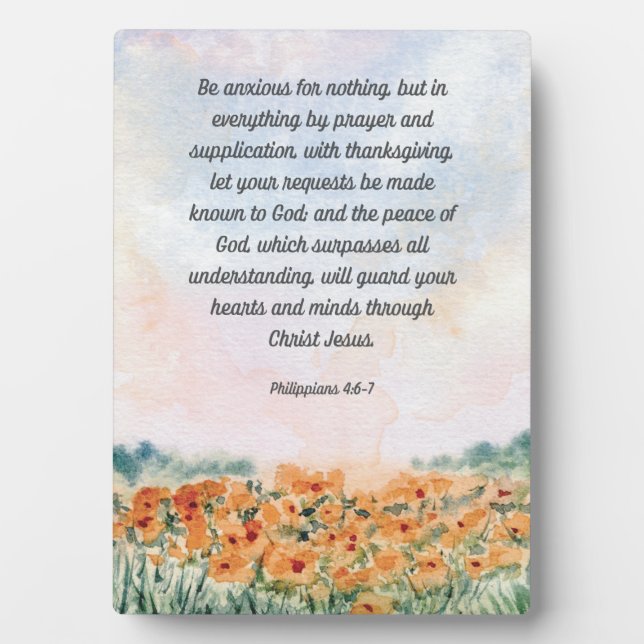 Plaque Photo Être anxieux pour rien Bible Verse Artwork 5x7 (Devant)