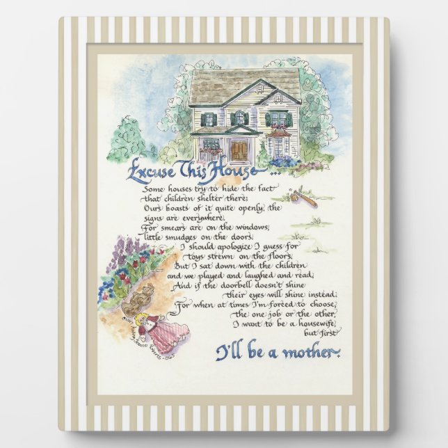 Plaque Photo Excusez cette maison Calligraphie - Audrey Jeanne (Devant)