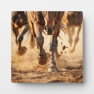 Plaque Photo Exode Équin Chevaux au Galop Art Photoréaliste
