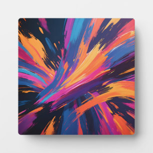 Plaque Photo Explosion de couleur aux coups de pinceau abstrait