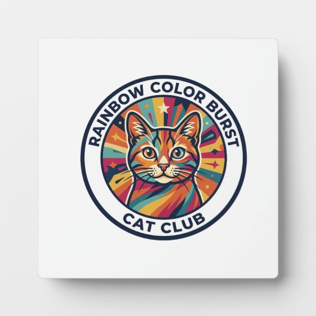 Plaque Photo Explosion de couleurs arc-en-ciel Chat Design de c (Devant)