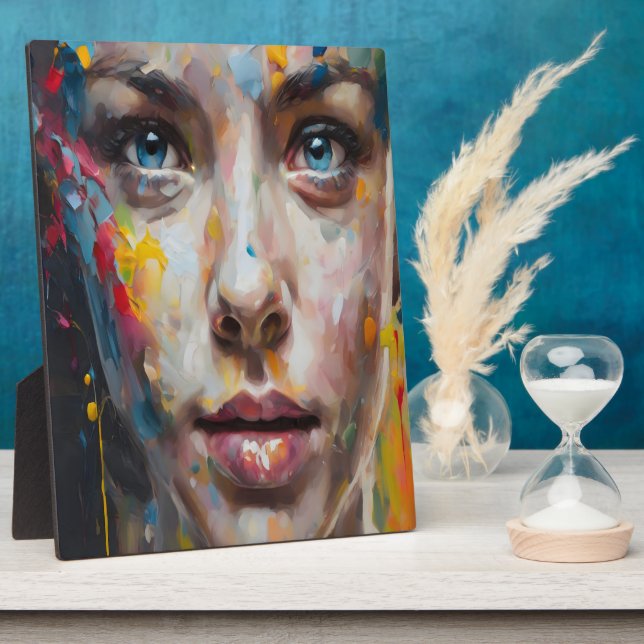 Plaque Photo Expression Vive – Art de Portrait Abstrait (Côté)