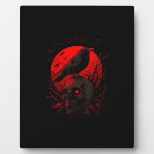 Plaque Photo F-Caw-F Corbeau Drôle Oiseau Lune Rouge Gothique