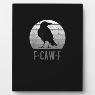 Plaque Photo F-Caw-F Crow Bird Retro Moon Vintage F-Caw-F