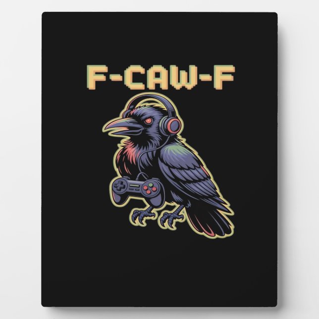 Plaque Photo F-Caw-F Gaming Raven With Headphones - Edgy Stream (Devant)