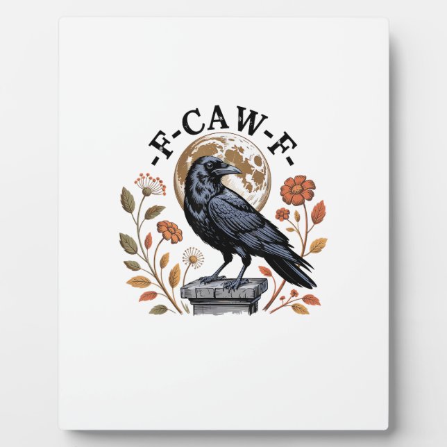 Plaque Photo F-Caw-F Raven Moon Gothic Halloween Crow Bird Love (Devant)